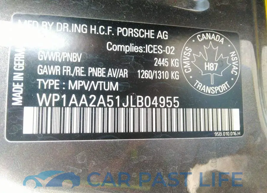 WP1AA2A51JLB04955# 9