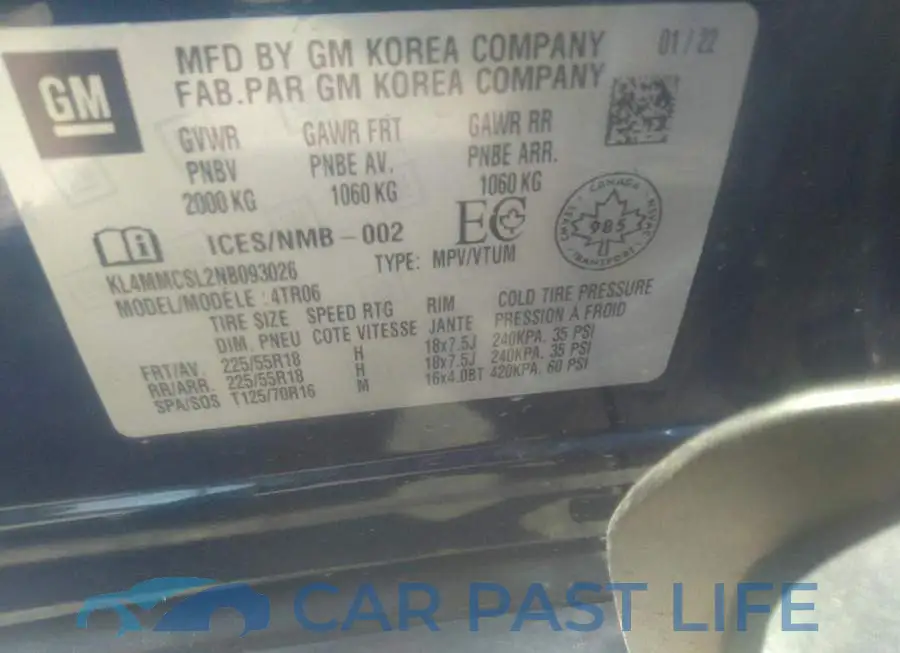 KL4MMCSL2NB093026# 9