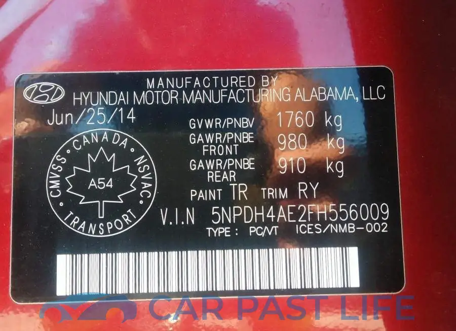 5NPDH4AE2FH556009# 9