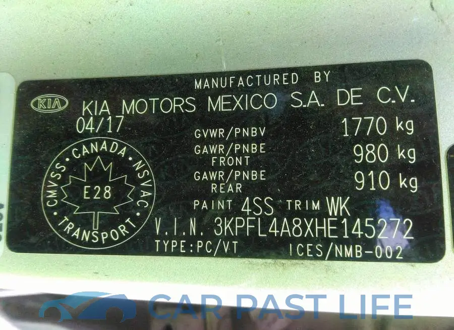 3KPFL4A8XHE145272# 9