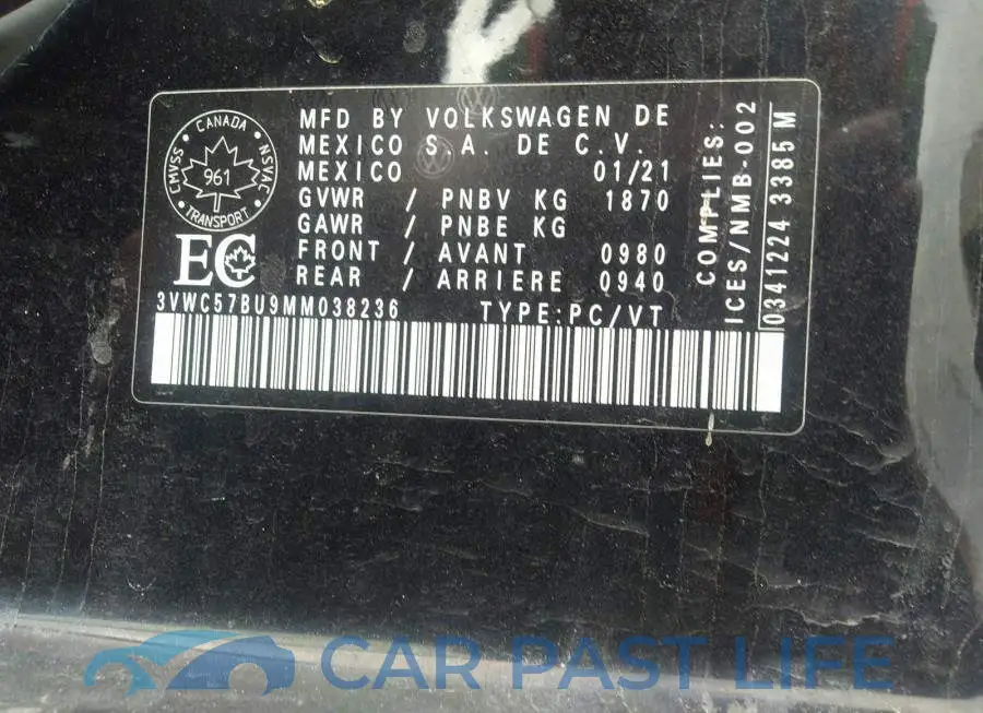 3VWC57BU9MM038236# 9