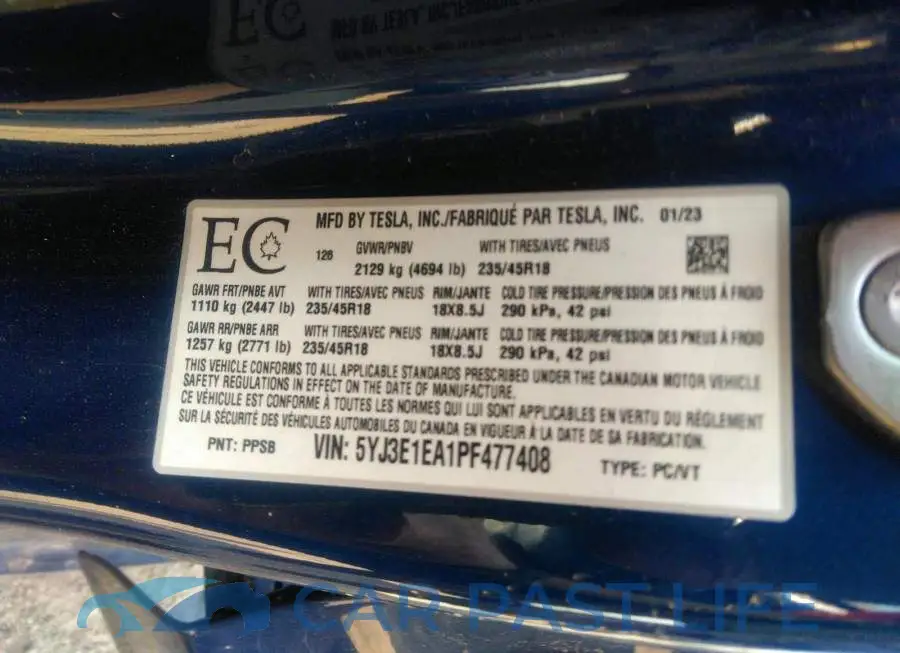 5YJ3E1EA1PF477408# 9