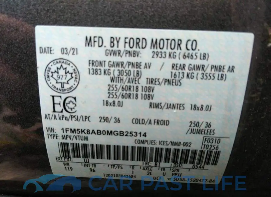 1FM5K8AB0MGB25314# 9