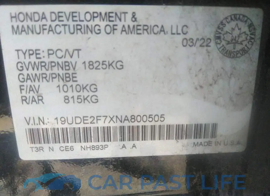 19UDE2F7XNA800505# 9