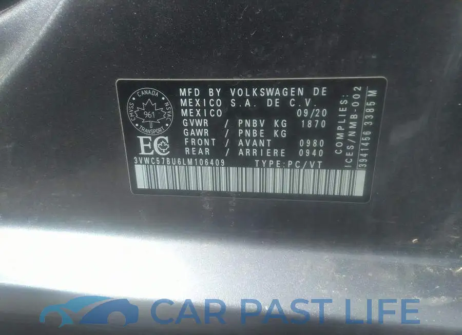 3VWC57BU6LM106409# 9