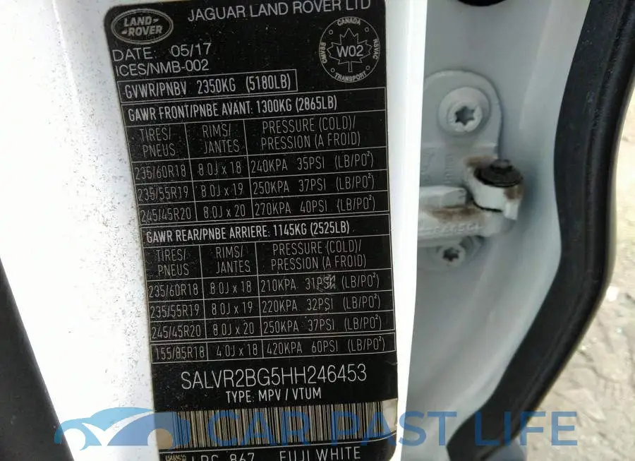 SALVR2BG5HH246453# 9