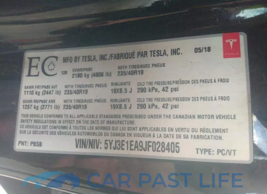 5YJ3E1EA9JF028405# 9