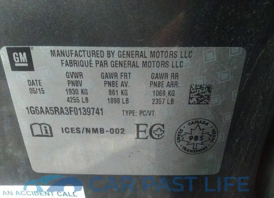 1G6AA5RA3F0139741# 9