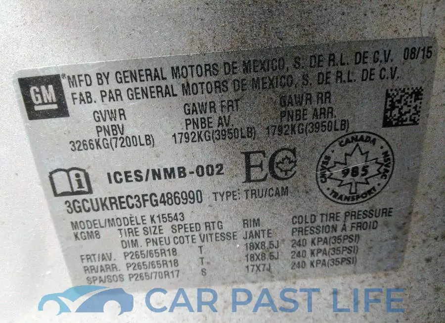3GCUKREC3FG486990# 9