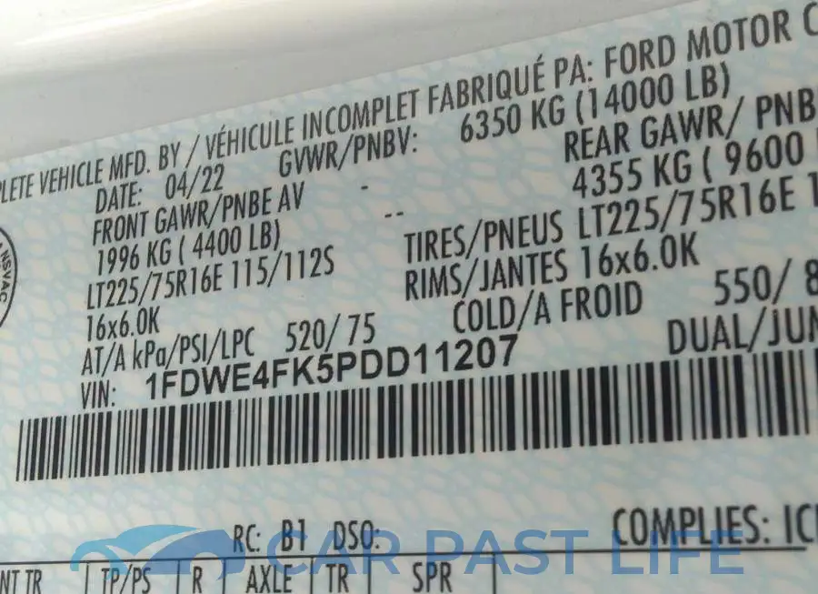 1FDWE4FK5PDD11207# 9