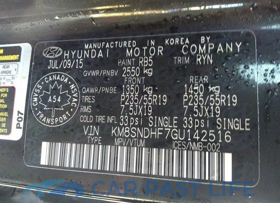 KM8SNDHF7GU142516# 9