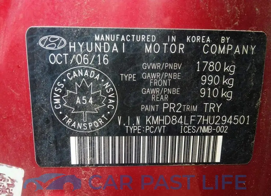KMHD84LF7HU294501# 9