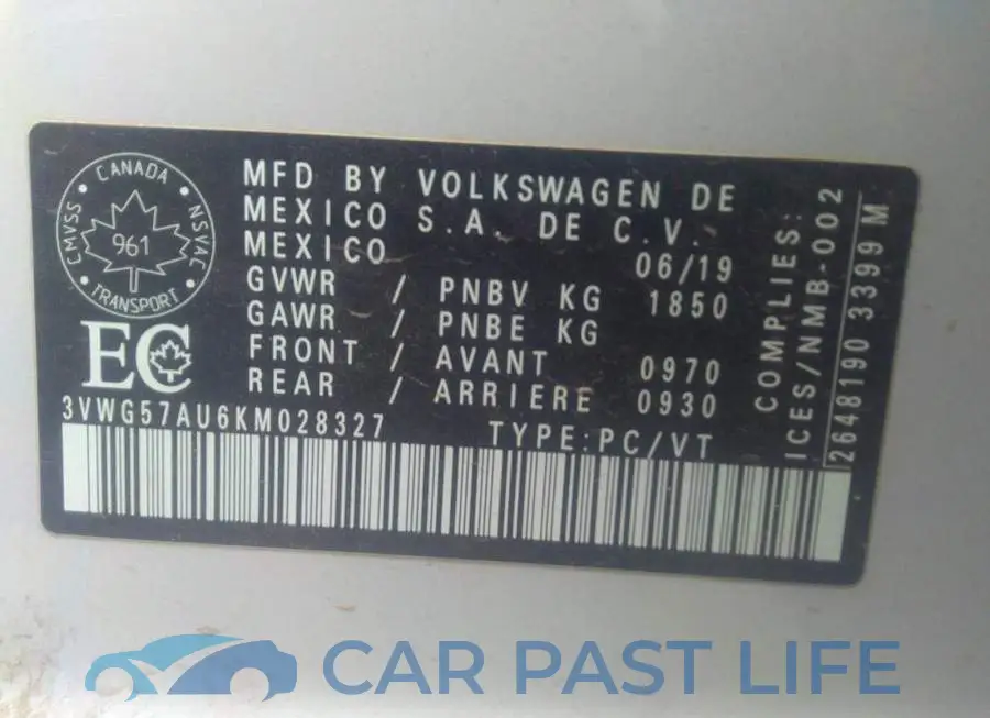 3VWG57AU6KM028327# 9