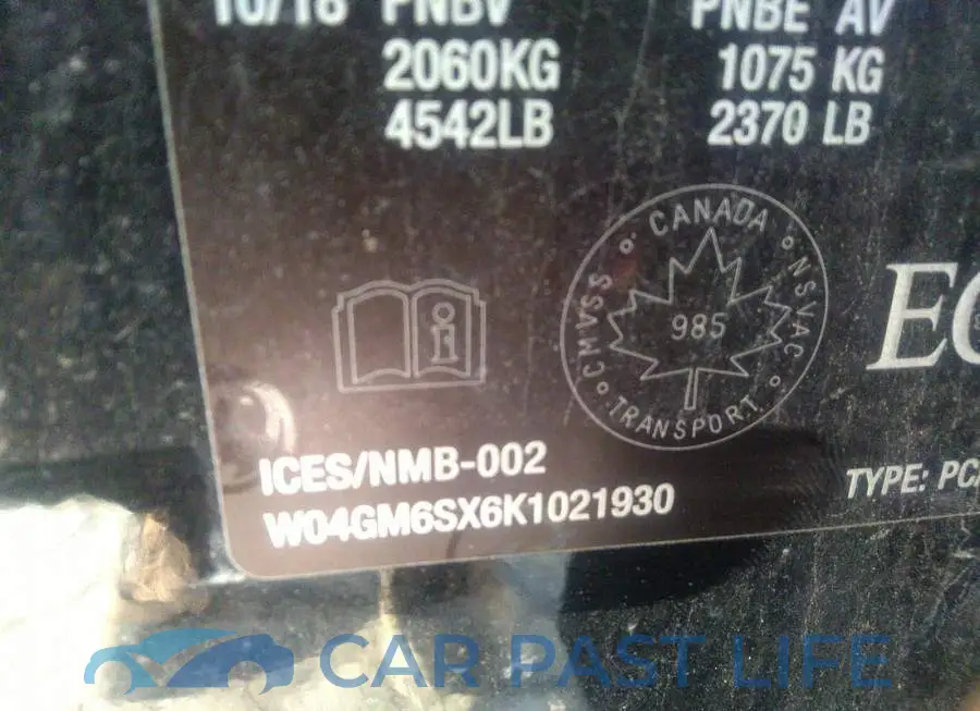 W04GM6SX6K1021930# 9