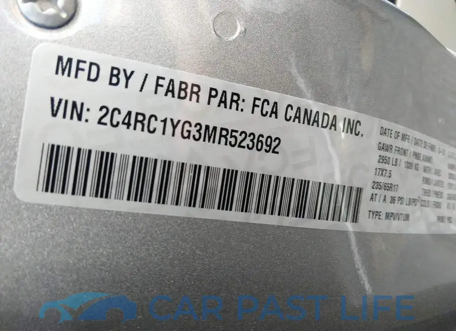 2C4RC1YG3MR523692# 9