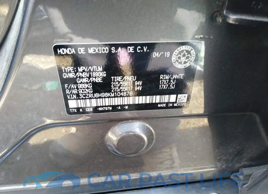 3CZRU6H98KM104876# 9