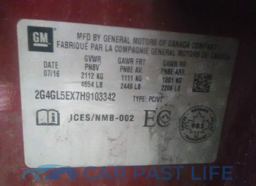 2G4GL5EX7H9103342# 9