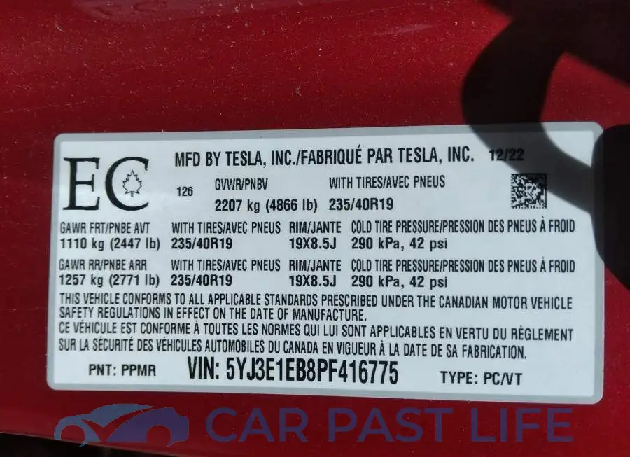 5YJ3E1EB8PF416775# 9