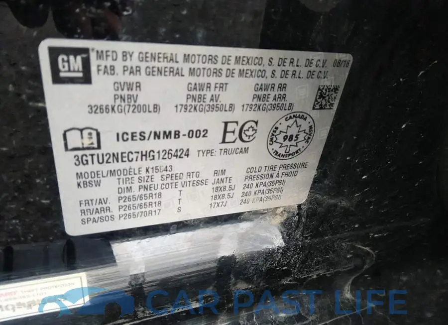 3GTU2NEC7HG126424# 9