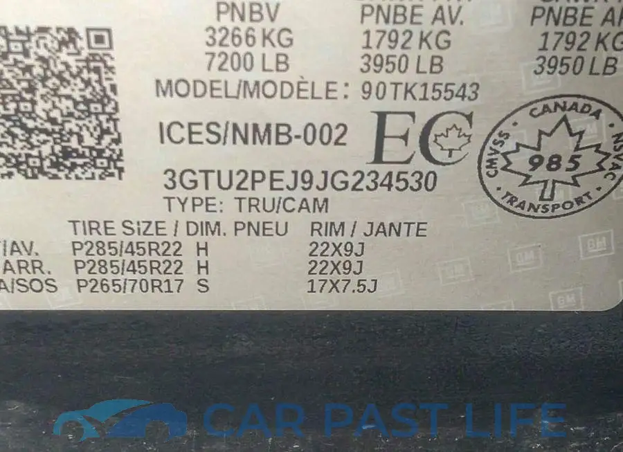 3GTU2PEJ9JG234530# 9