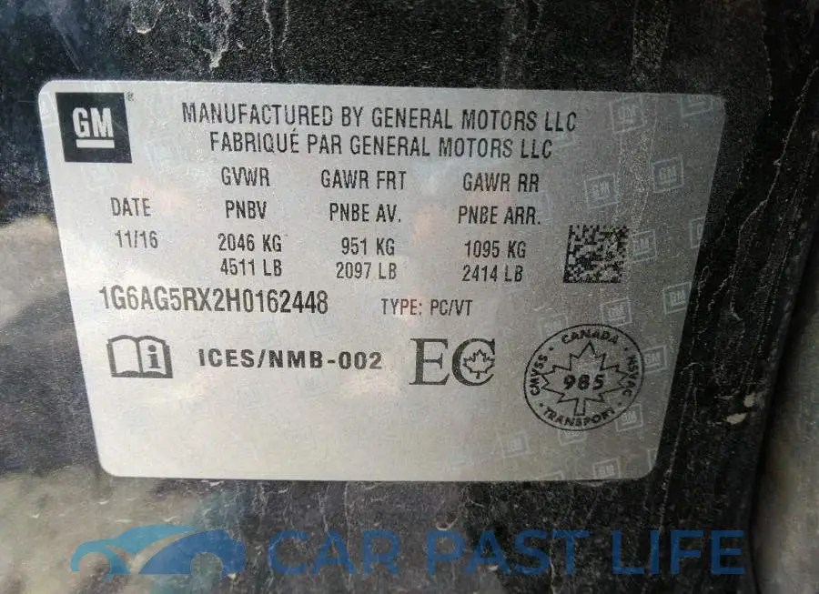 1G6AG5RX2H0162448# 9
