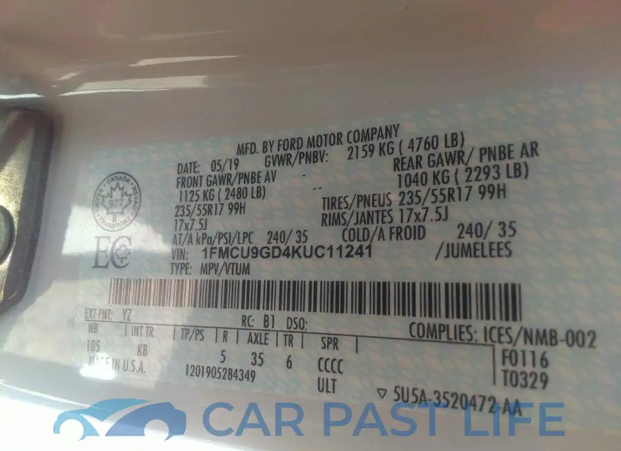 1FMCU9GD4KUC11241# 9