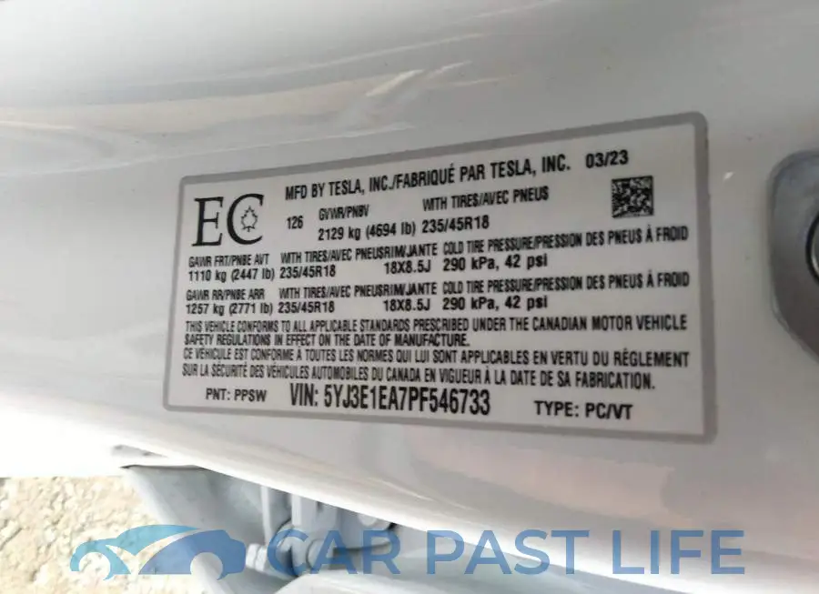5YJ3E1EA7PF546733# 9