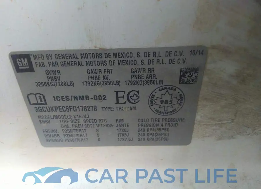 3GCUKPEC6FG178278# 9