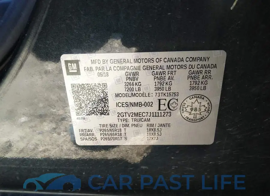 2GTV2MEC7J1111273# 9