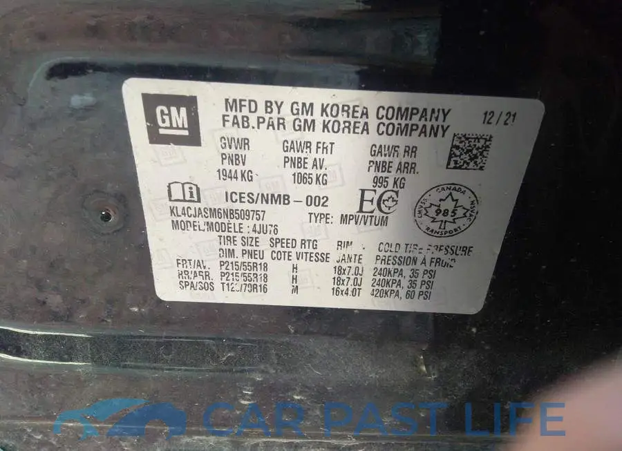 KL4CJASM6NB509757# 9