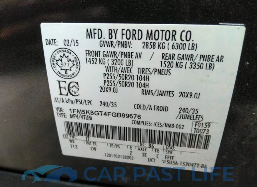 1FM5K8GT4FGB99676# 9