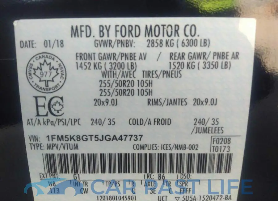 1FM5K8GT5JGA47737# 9