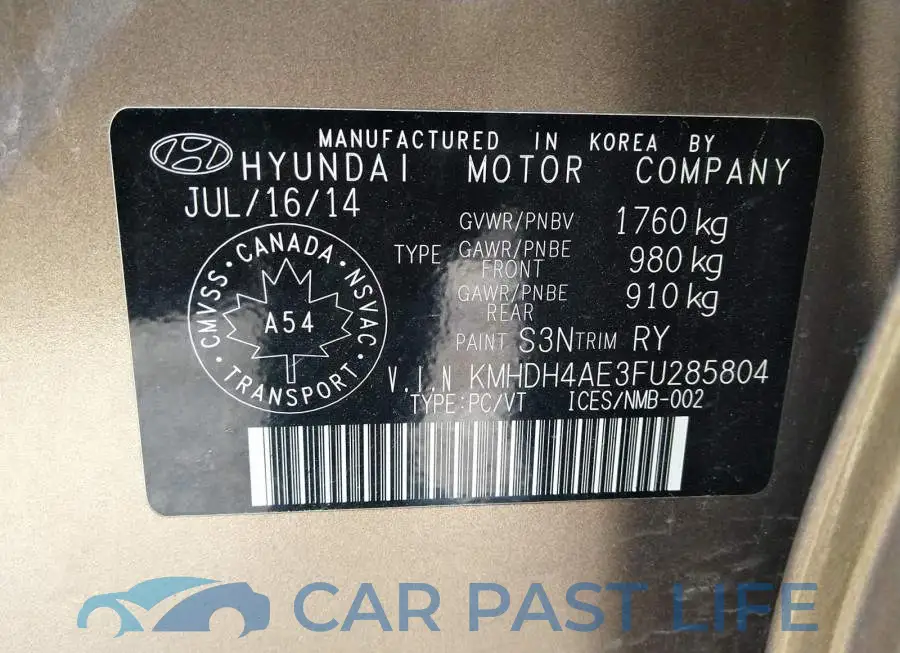KMHDH4AE3FU285804# 9
