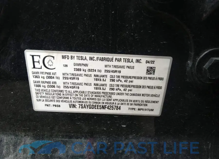 7SAYGDEE5NF425784# 9