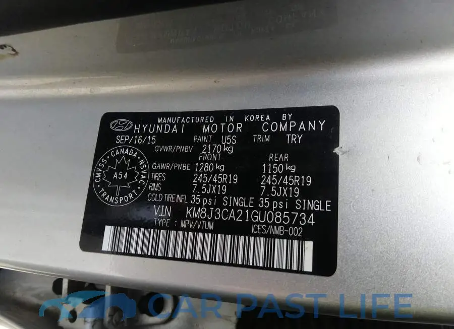 KM8J3CA21GU085734# 9
