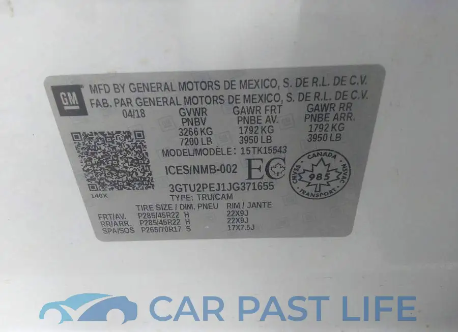 3GTU2PEJ1JG371655# 9