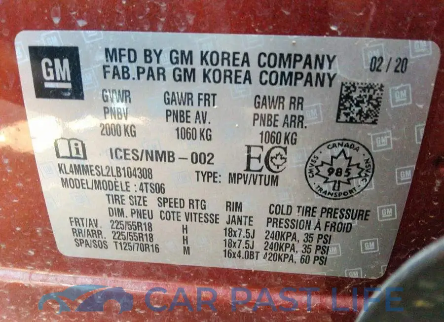 KL4MMESL2LB104308# 9