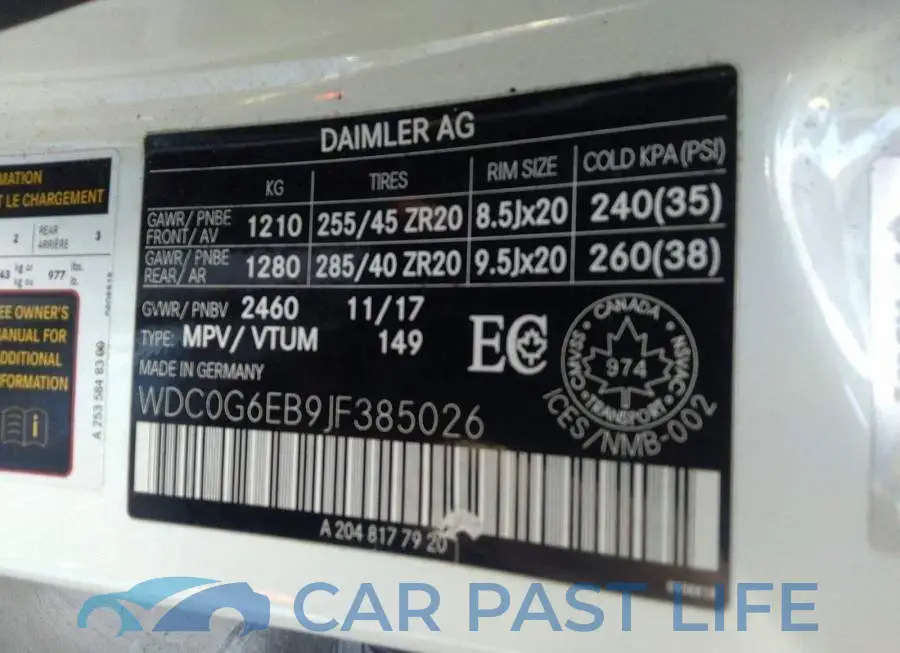 WDC0G6EB9JF385026# 9