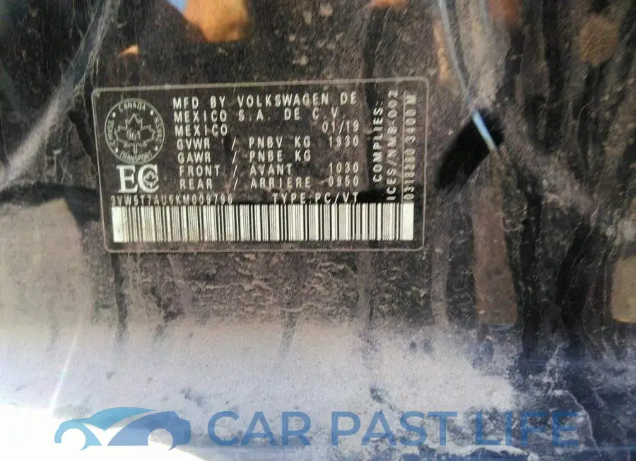 3VW5T7AU5KM009796# 9