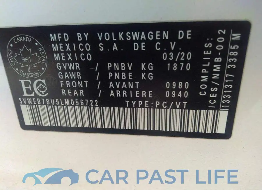 3VWEB7BU9LM056722# 9