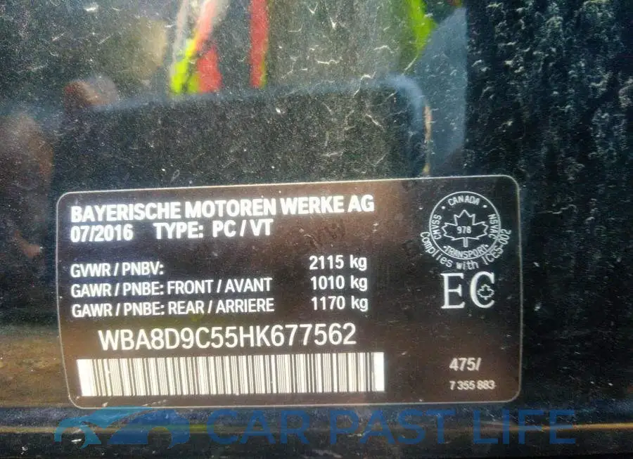 WBA8D9C55HK677562# 9