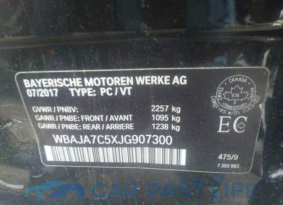WBAJA7C5XJG907300# 9