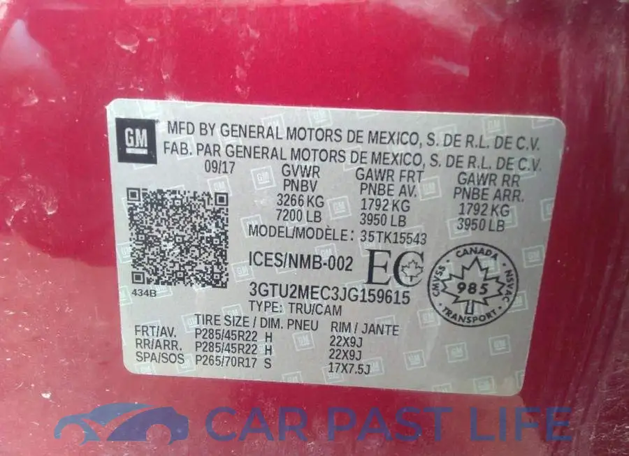 3GTU2MEC3JG159615# 9