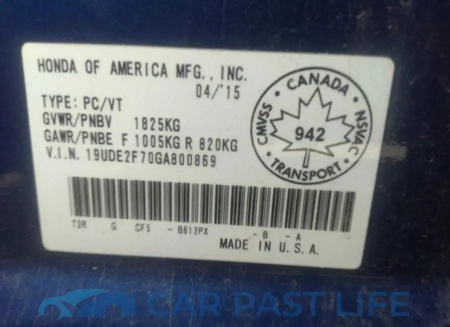 19UDE2F70GA800869# 9
