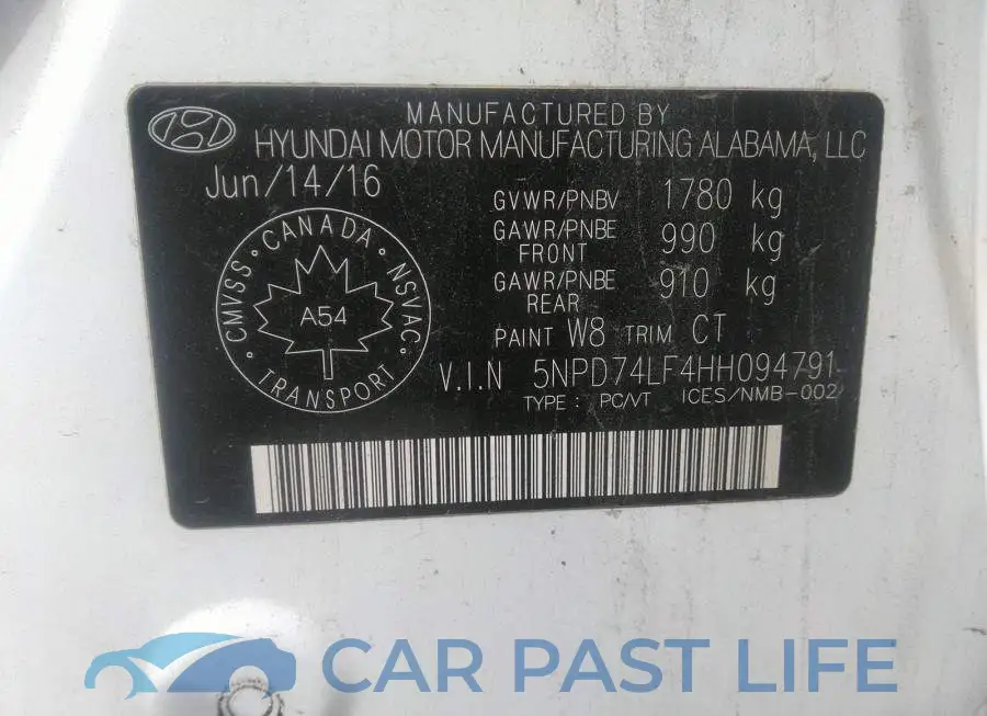 5NPD74LF4HH094791# 9