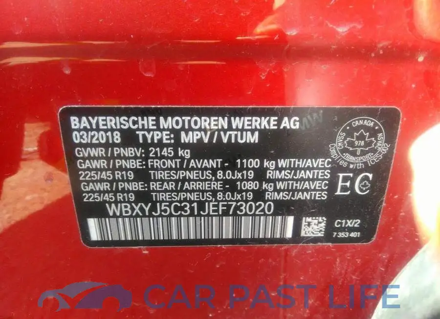 WBXYJ5C31JEF73020# 9