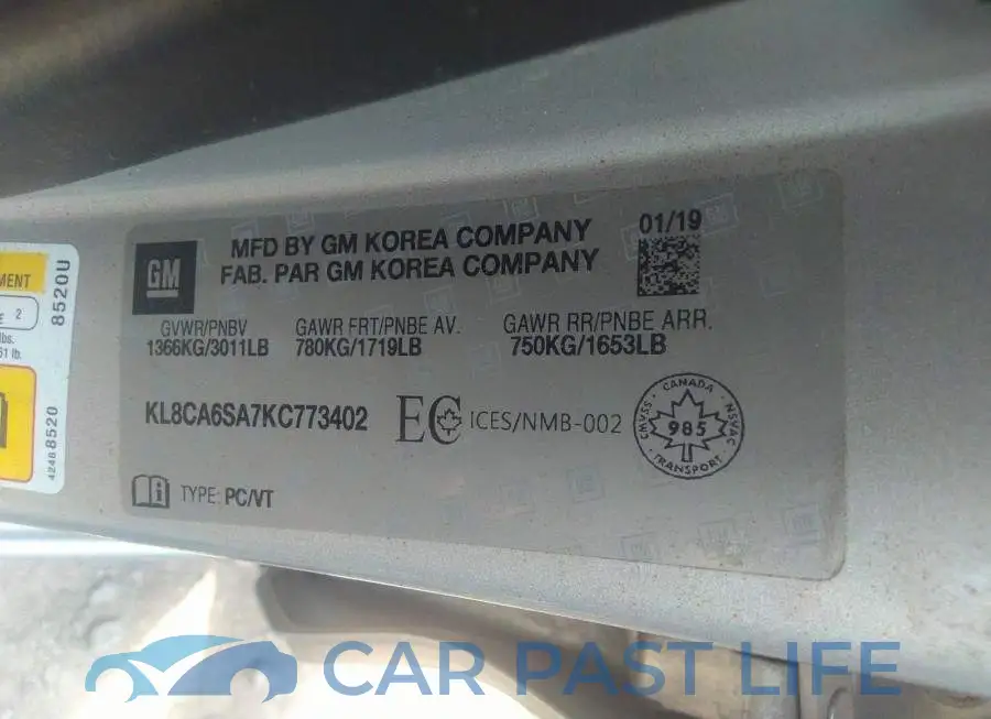 KL8CA6SA7KC773402# 9