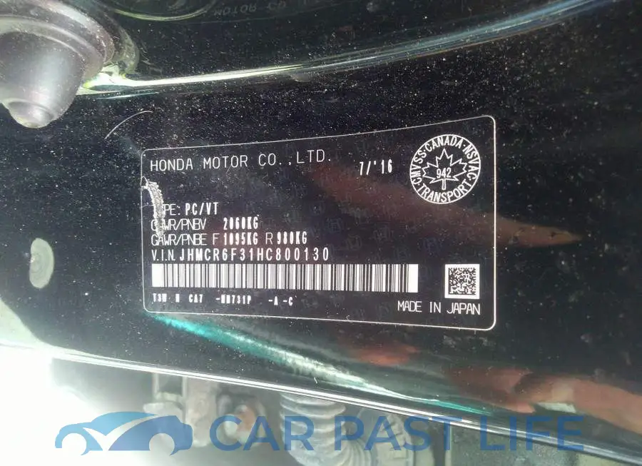 JHMCR6F31HC800130# 9