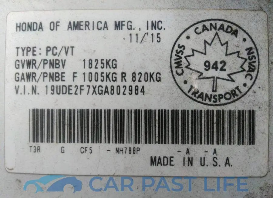 19UDE2F7XGA802984# 9