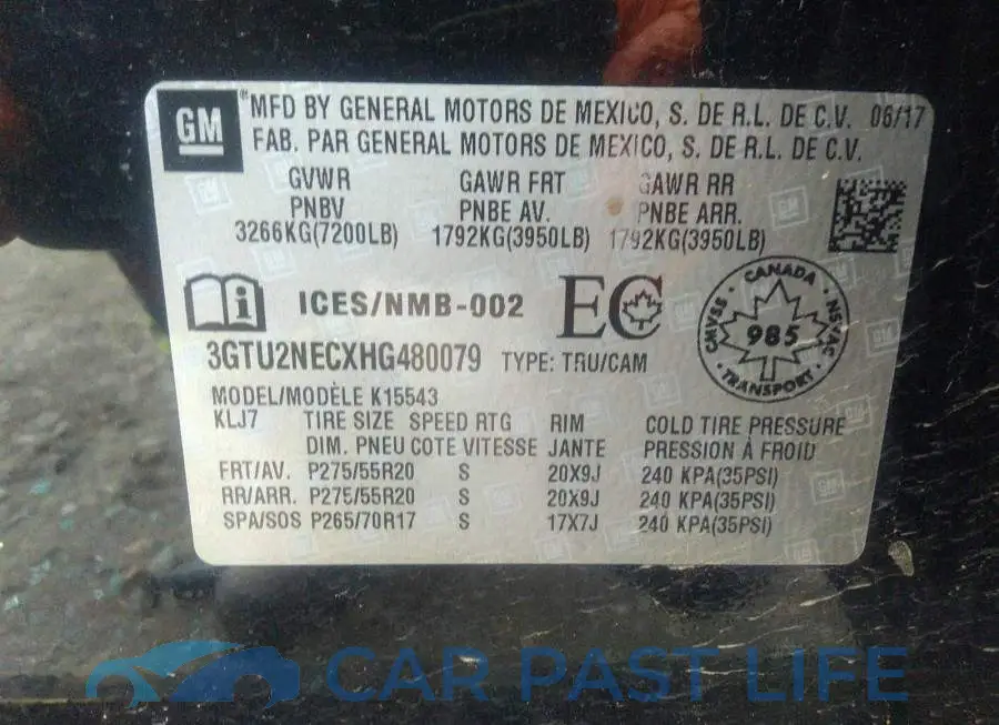 3GTU2NECXHG480079# 9